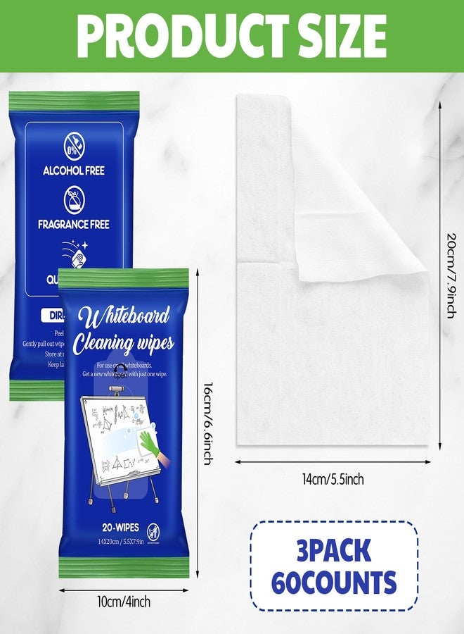 Heigble 60 Counts Whiteboard Wet Wipes Dry Erase Board Cleaning Non-toxic Whiteboard Wipes Resealable Convenient Dry for Home Classroom School Office - Image 2